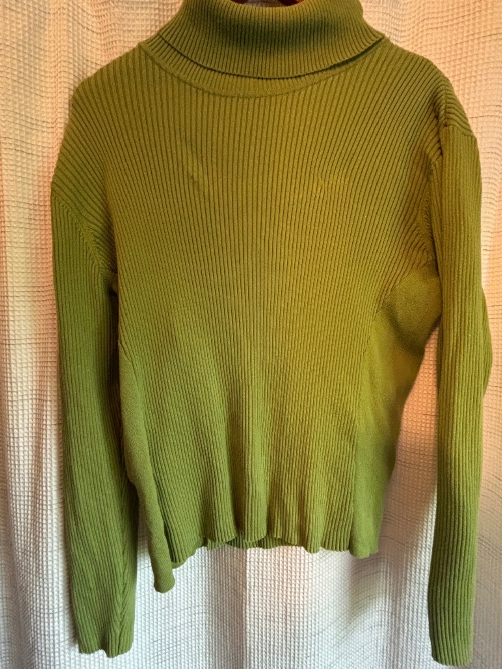Lime green cotton blend, Coldwater creek, L, cotton blend turtleneck